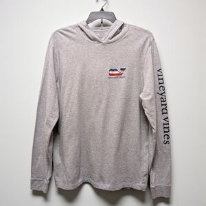 Vineyard Vines Men's Long Sleeve Hoodie Gray Heather with Patriotic Logo XL